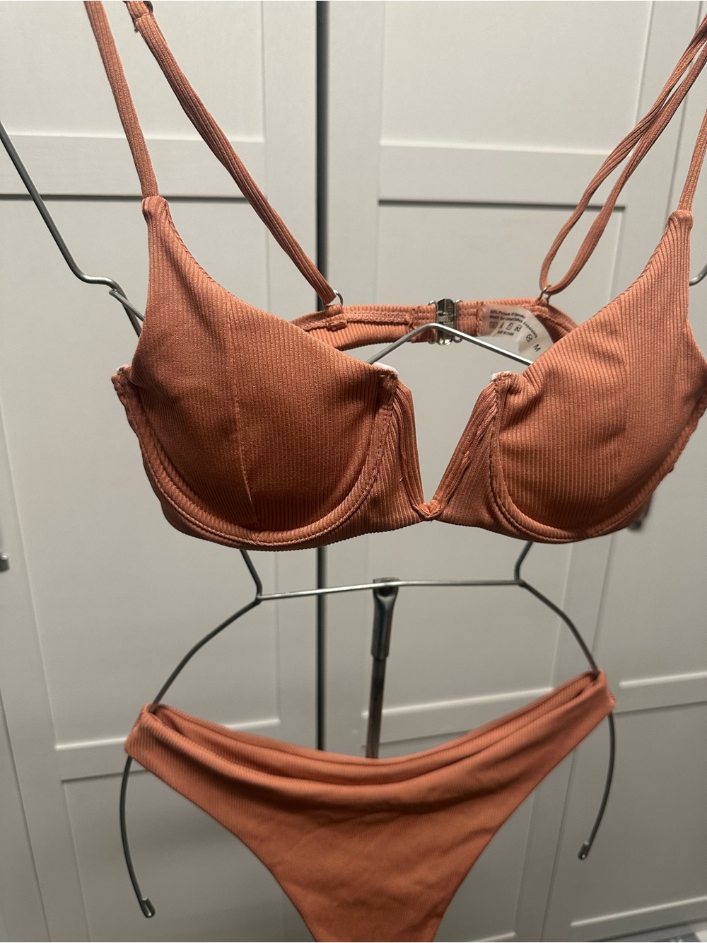 SHEIN Ribbed Underwire Bikini Set in Rust Orange - Picture 3 of 4